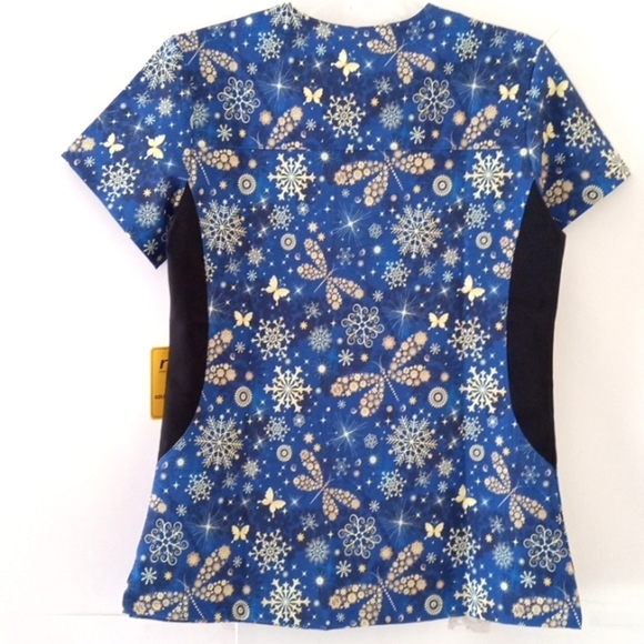 REVEL PREMIUM STRETCH SHORT SLEEVE V-NECK 2 POCKET MEDICAL SCRUB SIZE LARGE NWT - Picture 6 of 8